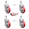 Service Caster 5 Inch Red Polyurethane Swivel 12mm Threaded Stem Caster Set with Brake SCC-TS20S514-PPUB-RED-TLB-M1215-4 - alternate 4